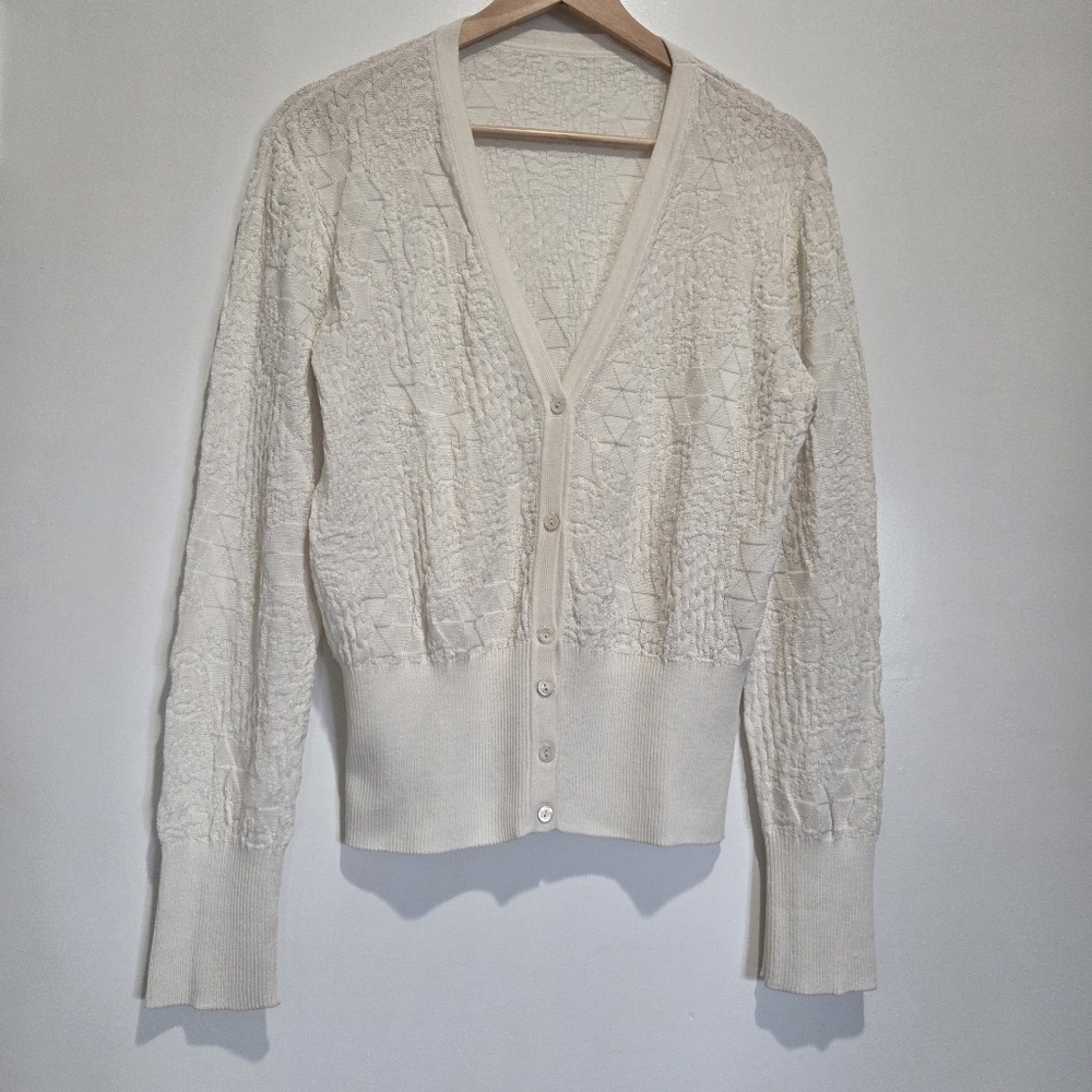Missoni - M Missoni Crochet-knit Cotton Cardigan, Ivory, IT48/US12, NWDT